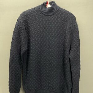Tommy Hilfiger Dark Blue Men’s 2XL Mock Neck Cable Knit Sweater